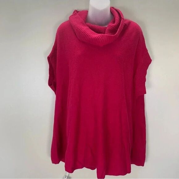 Vince 100% Cashmere Oversized Cowl Neck Sweater size Large Hot Pink - Picture 2 of 7